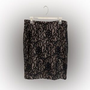 INC International Concepts Black Lace Overlay Pencil Skirt Size 10
